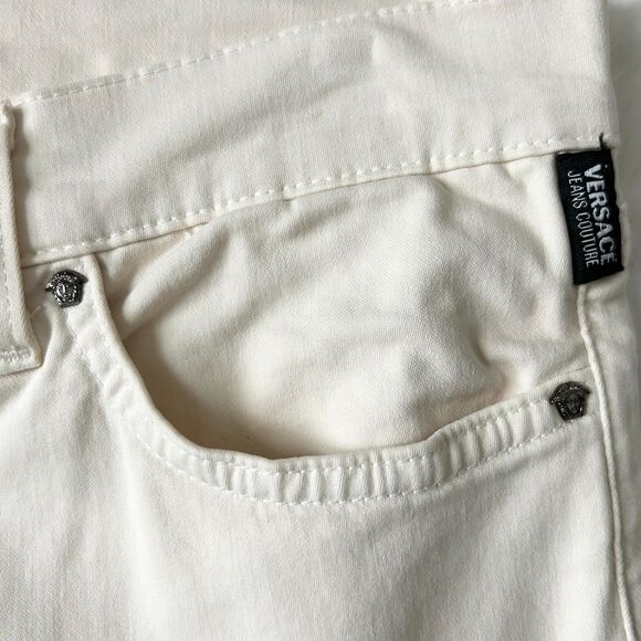 Versace Jeans Couture Ivory White Low Rise Boot Cut Jeans Size 29 - Picture 6 of 8